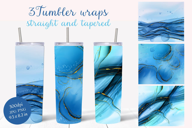 Alcohol Ink Water tumbler wrap 20 oz, skinny tumbler wrap Sublimation LuckyTurtleArt 