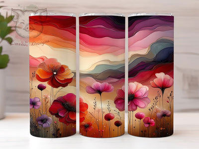 Alcohol Ink Wildflower Tumbler, Pink Sky Tumbler, Alcohol Ink 20oz Wrap, Sublimation Design, Stylish Gift Idea, Floral Ink Wrap, Nature Wildflower Tumbler Sublimation Lara' s Designs 