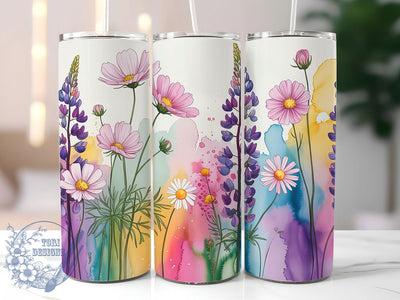 Alcohol Ink Wildflower Tumbler, Wildflower Art, Alcohol Ink, Nature Theme, Vibrant Colors, 20Oz Tumbler, Sublimation Wrap Sublimation ToriDesigns 