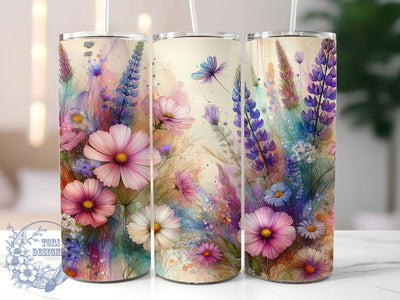 Alcohol Ink Wildflower Tumbler, Wildflower Art, Alcohol Ink, Nature Theme, Vibrant Colors, 20Oz Tumbler, Sublimation Wrap Sublimation ToriDesigns 