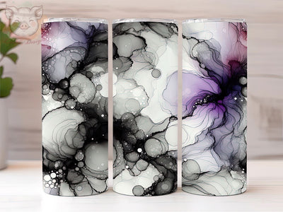 Alcohol Ink With Black, White, And Purple Colors 20oz Tumbler Png, Abstract Sublimation Design, Digital, Digital Download PNG Sublimation Lara' s Designs 