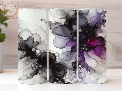 Alcohol Ink With Black, White, And Purple Colors 20oz Tumbler Png, Abstract Sublimation Design, Digital, Digital Download PNG Sublimation Lara' s Designs 