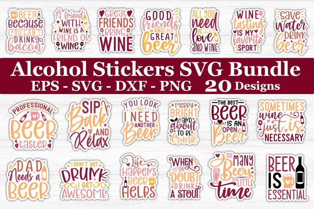 Alcohol Stickers SVG Bundle SVG akazaddesign 