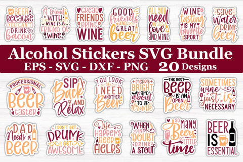 Alcohol Stickers SVG Bundle SVG akazaddesign 