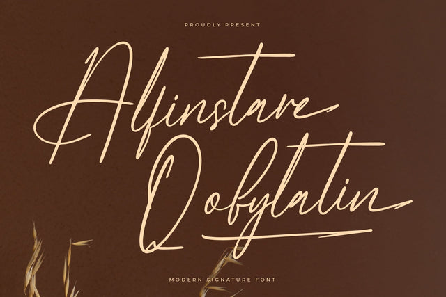 Alfinstare Qobylatin - Modern Signature Font Font Letterena Studios 