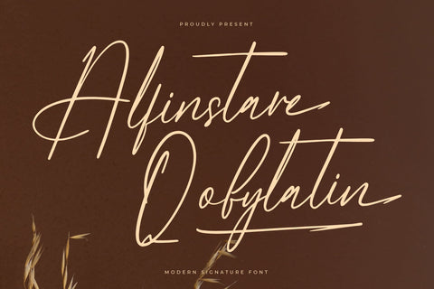 Alfinstare Qobylatin - Modern Signature Font Font Letterena Studios 