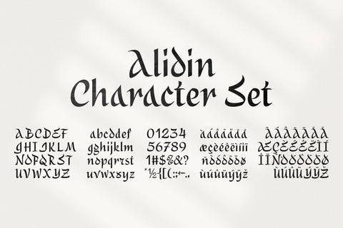 Alidin – Modern Medieval Display Font Four Lines Std. 