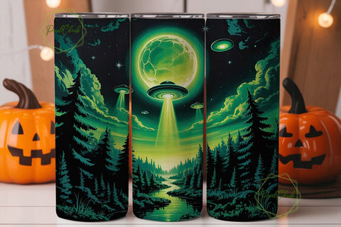 Alien Forest Night 20oz Tumbler Wrap Sublimation PixelChick 