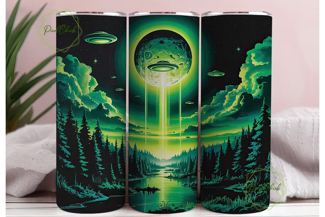Alien Forest Night 20oz Tumbler Wrap Sublimation PixelChick 
