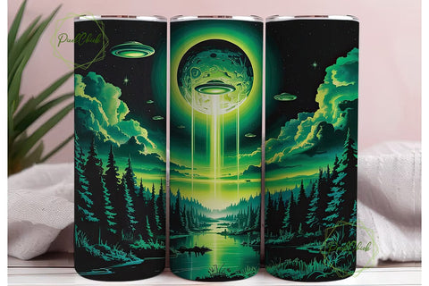 Alien Forest Night 20oz Tumbler Wrap Sublimation PixelChick 