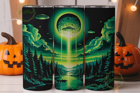 Alien Forest Night 20oz Tumbler Wrap Sublimation PixelChick 