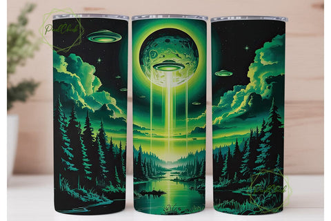 Alien Forest Night 20oz Tumbler Wrap Sublimation PixelChick 