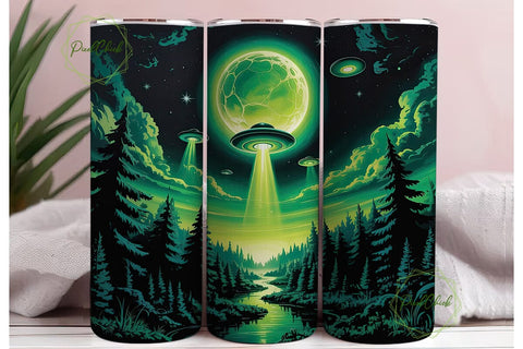 Alien Forest Night 20oz Tumbler Wrap Sublimation PixelChick 