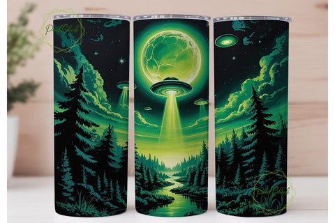Alien Forest Night 20oz Tumbler Wrap Sublimation PixelChick 