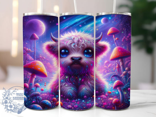 Alien Highland Cow Christmas Tumbler, Christmas Cow Wrap, 20oz Tumbler Sublimation, UFO Holiday Design, Festive Alien Sublimation, Cute Highland Cow Christmas Tumbler, Cosmic Holiday Wrap Sublimation ToriDesigns 