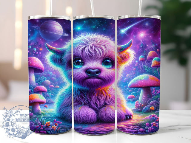 Alien Highland Cow Christmas Tumbler, Christmas Cow Wrap, 20oz Tumbler Sublimation, UFO Holiday Design, Festive Alien Sublimation, Cute Highland Cow Christmas Tumbler, Cosmic Holiday Wrap Sublimation ToriDesigns 
