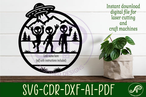 Alien Name Sign SVG Round, UFO Kids Room Decor, Space Wall SVG APInspireddesigns 