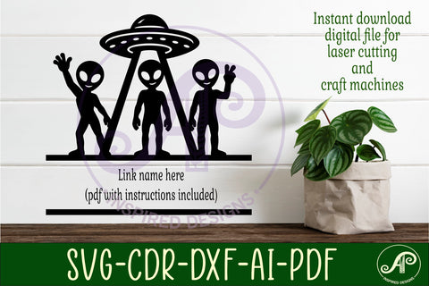 Alien Name Sign SVG, UFO Kids Name Sign, Space Name Decor SVG APInspireddesigns 
