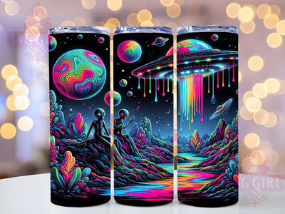 Alien Planet Tumbler Wrap, Psychedelic UFO Sublimation Design, 20oz Skinny Tumbler Wrap, Cosmic Space Scene Art, Extraterrestrial Tumbler Design, Sci-Fi Gift Idea Sublimation SvggirlplusArt 