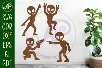 Alien Silhouette Shapes, UFO Cut outs 1 SVG APInspireddesigns 