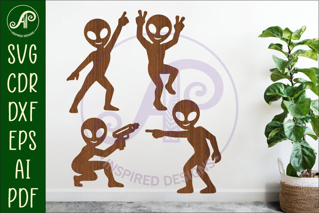 Alien Silhouette Shapes, UFO Cut outs 1 SVG APInspireddesigns 