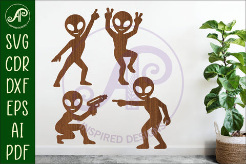 Alien Silhouette Shapes, UFO Cut outs 1 SVG APInspireddesigns 