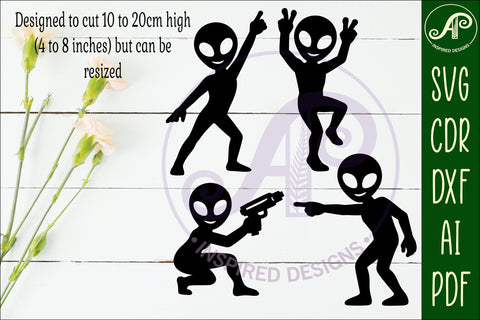 Alien Silhouette Shapes, UFO Cut outs 1 SVG APInspireddesigns 
