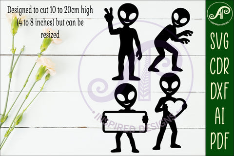 Alien Silhouette Shapes, UFO Cut outs 2 SVG APInspireddesigns 
