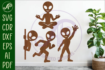 Alien Silhouette Shapes, UFO Cut outs 3 SVG APInspireddesigns 