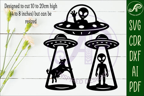 Alien Silhouette Shapes, UFO Cut outs 4 SVG APInspireddesigns 
