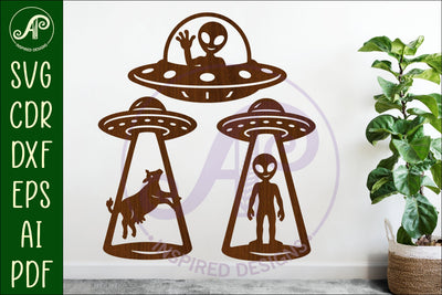 Alien Silhouette Shapes, UFO Cut outs 4 SVG APInspireddesigns 