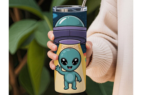 Alien Spaceship 20oz Tumbler Wrap Sublimation DesignSVG 