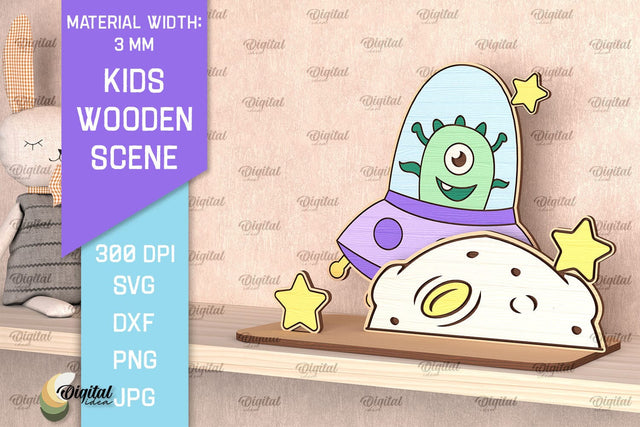 Alien SVG. Kids Wooden Scene Laser Cut. Kids Design SVG SVG Evgenyia Guschina 