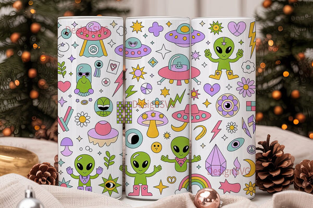 Alien Tumbler Wrap Sublimation DesignSVG 