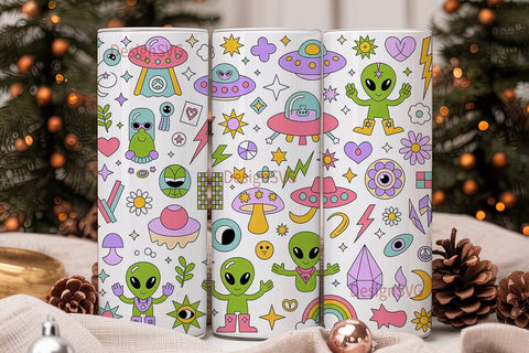 Alien Tumbler Wrap Sublimation DesignSVG 