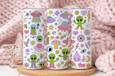 Alien Tumbler Wrap Sublimation DesignSVG 