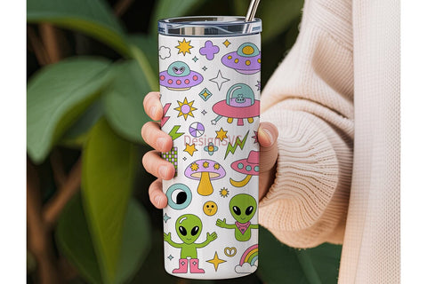 Alien Tumbler Wrap Sublimation DesignSVG 