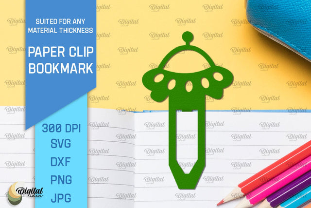 Aliens Paper Clip Bookmark. Bookmark Clip Template SVG SVG Evgenyia Guschina 