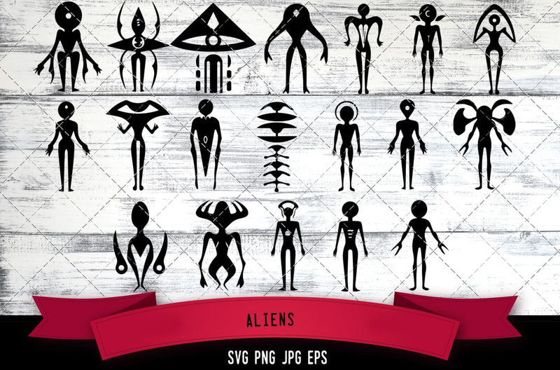 Aliens Vector Bundle - JPG, SVG, PNG, EPS - Digital Download with Commercial License for Cricut, Silhouette, Scan N Cut Crafting SVG Loveleen Kaur 