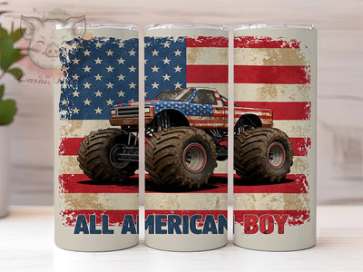 All American Boy Truck Tumbler, Monster Truck Tumbler, American Flag Wrap, All American Boy Tumbler, Patriotic Tumbler Design, Fourth Of July Tumbler, 20oz Truck Tumbler Wrap Sublimation Lara' s Designs 