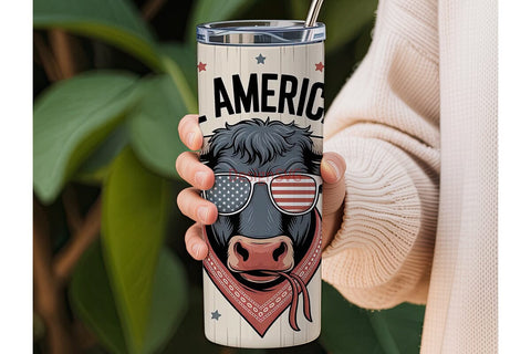 All American Bull 20oz Tumbler Wrap Sublimation DesignSVG 