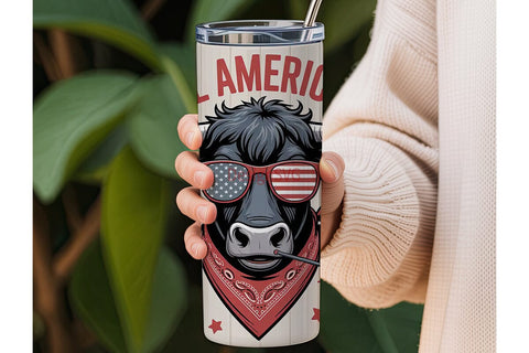 All American Bull 20oz Tumbler Wrap Sublimation DesignSVG 