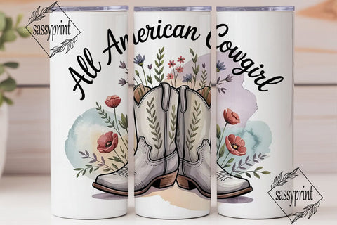 All American Cowgirl 20oz Tumbler Wrap Sublimation sassyprint 