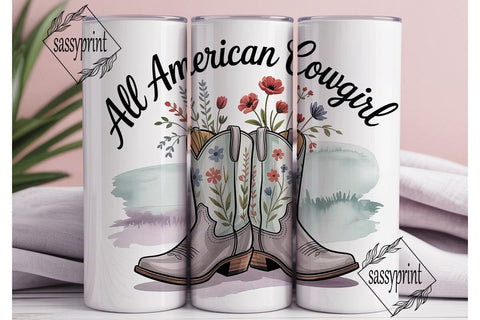 All American Cowgirl 20oz Tumbler Wrap Sublimation sassyprint 