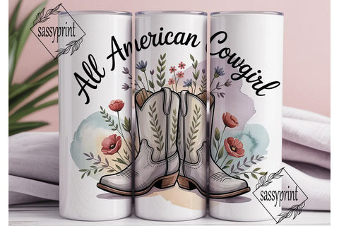 All American Cowgirl 20oz Tumbler Wrap Sublimation sassyprint 