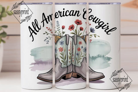 All American Cowgirl 20oz Tumbler Wrap Sublimation sassyprint 