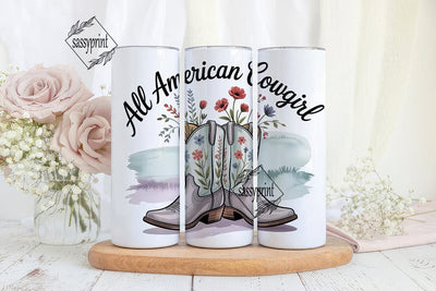 All American Cowgirl 20oz Tumbler Wrap Sublimation sassyprint 