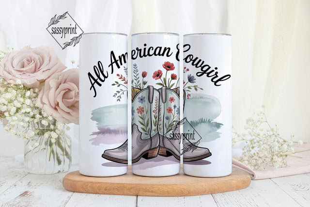 All American Cowgirl 20oz Tumbler Wrap Sublimation sassyprint 