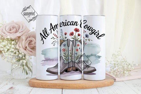 All American Cowgirl 20oz Tumbler Wrap Sublimation sassyprint 