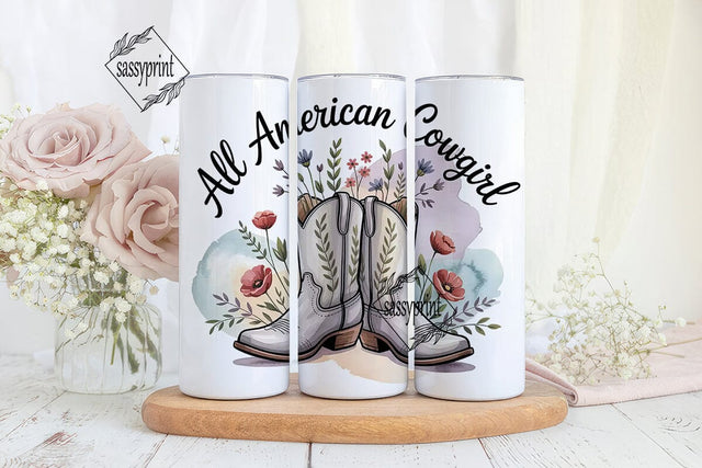 All American Cowgirl 20oz Tumbler Wrap Sublimation sassyprint 